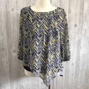 AGB Asymmetrical Blouse Layered With Attached Necklace Large